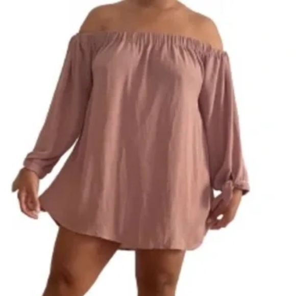 Wishlist Mauve Off The Shoulder Smock Dress Size L - Picture 1 of 8